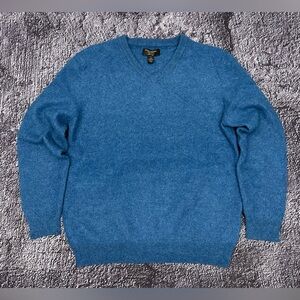 Club Room Luxury 100% Cashmere V-Neck Sweater - Blue Heather SIZE L